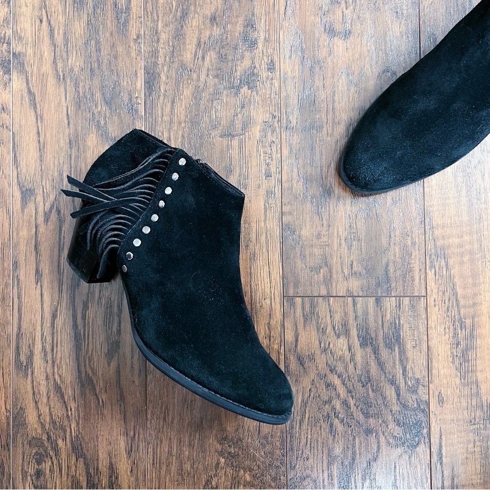 Vionic Faros Fringed Bootie Ankle Boot Black Sued… - image 4